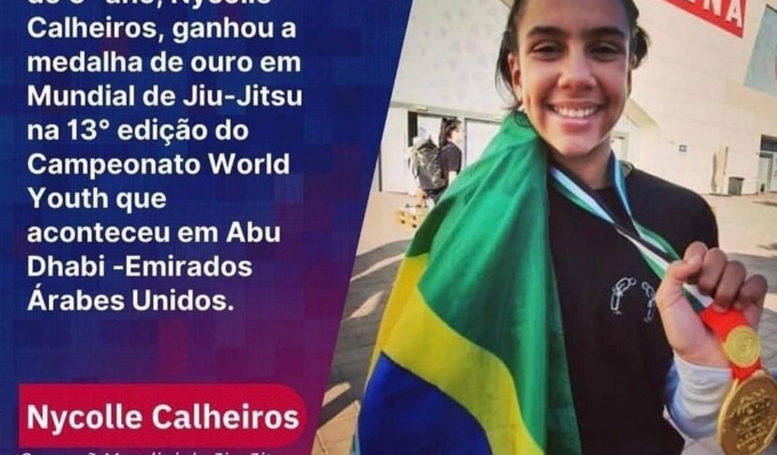 Jovem de Maceió ganha medalha de ouro em campeonato mundial de jiu-jitsu realizado nos Emirados Árabes Unidos