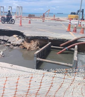 Prefeitura de Maceió autua BRK após cratera em obra Avenida da Paz e vazamento