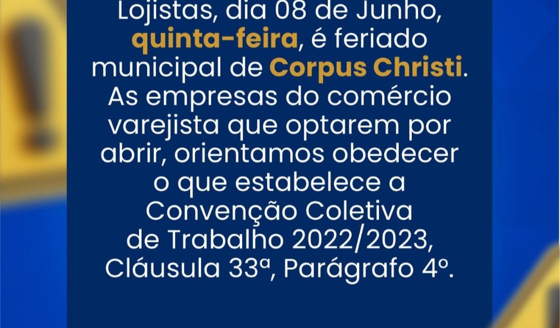 Abre e fecha: Feriado de Corpus Christi tem comércio parcialmente aberto em Arapiraca