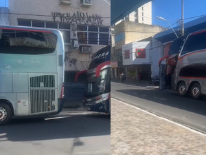 Ônibus com apoiadores chegam ao Centro de Maceió para ato com Lula