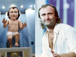 Igreja recebe estátua do Menino Jesus com a cara de Phil Collins