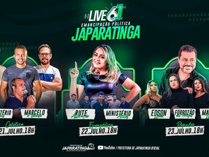 Japaratinga celebrará 61 anos com shows online