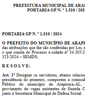 Prefeito Luciano Barbosa publica portaria sobre concurso para Guarda Municipal em Arapiraca