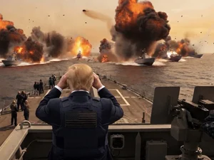 Trump provoca Irã ao postar fotos em IA de navios iranianos afundados
