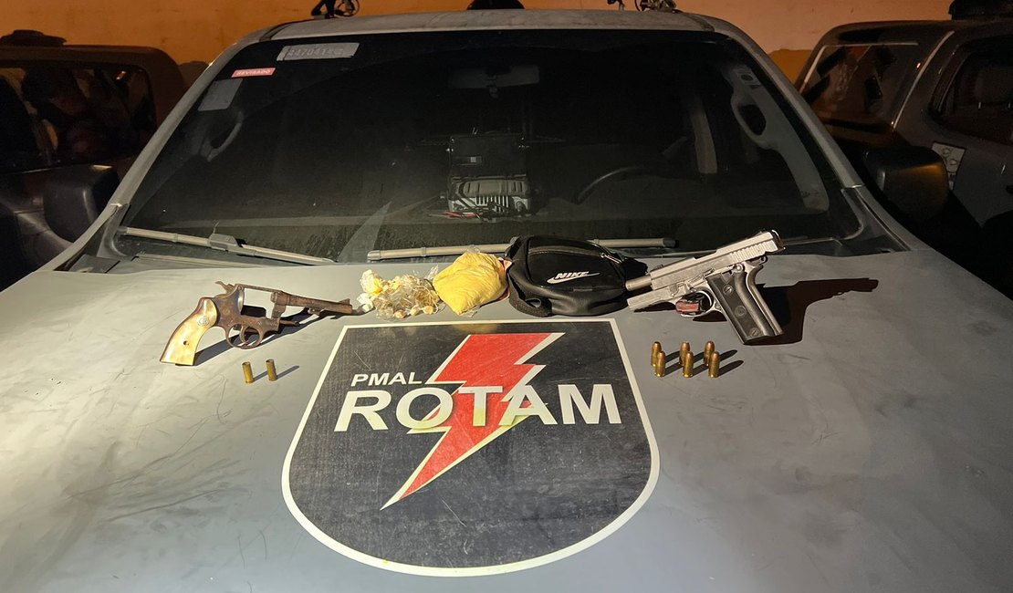 Rotam apreende duas armas de fogo e drogas no Cidade Universitária