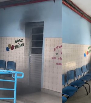 [Vídeo] Incêndio em sala de aula assusta funcionários de escola na Pajuçara