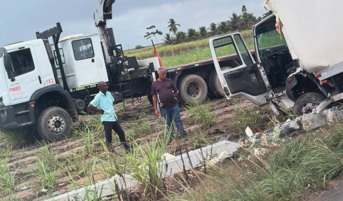 Caminhão frigorífico tomba na entrada de Pindorama e derruba poste de energia