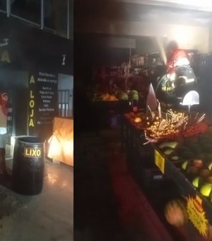 Comércio recém-inaugurado pega fogo durante a madrugada em Passo de Camaragibe