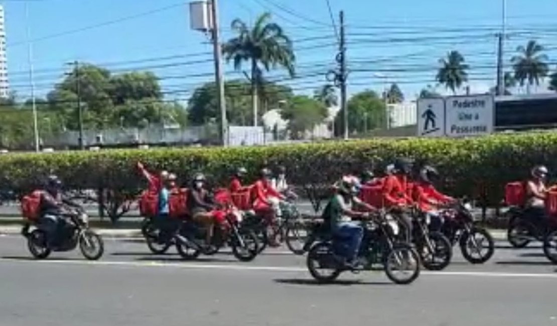 Greve nacional: entregadores de aplicativo fazem protestos em Maceió