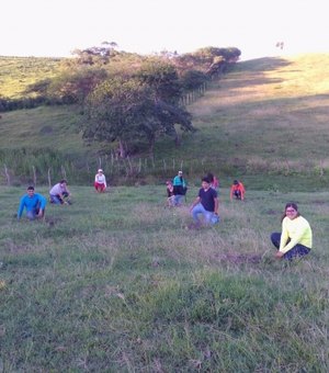 Estudantes de colégio de Arapiraca plantam 500 mudas para recuperar nascentes