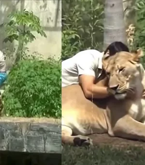 Vídeo mostra Vaqueirinho abraçando leoa e viraliza nas redes. Entenda