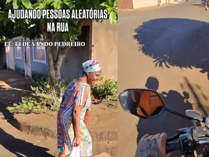 Motociclista viraliza ao ajudar idosa com sacolas e emociona web