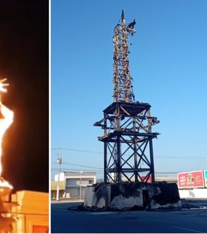 Estátua da Havan é destruída após incêndio em Petrolina, PE