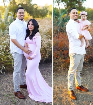 Viúvo recria sessão de fotos com filha pequena após a morte de esposa grávida nos EUA