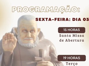 Santas Missões de Frei Damião: programação contará com missas, procissão e show de Hugo Santos