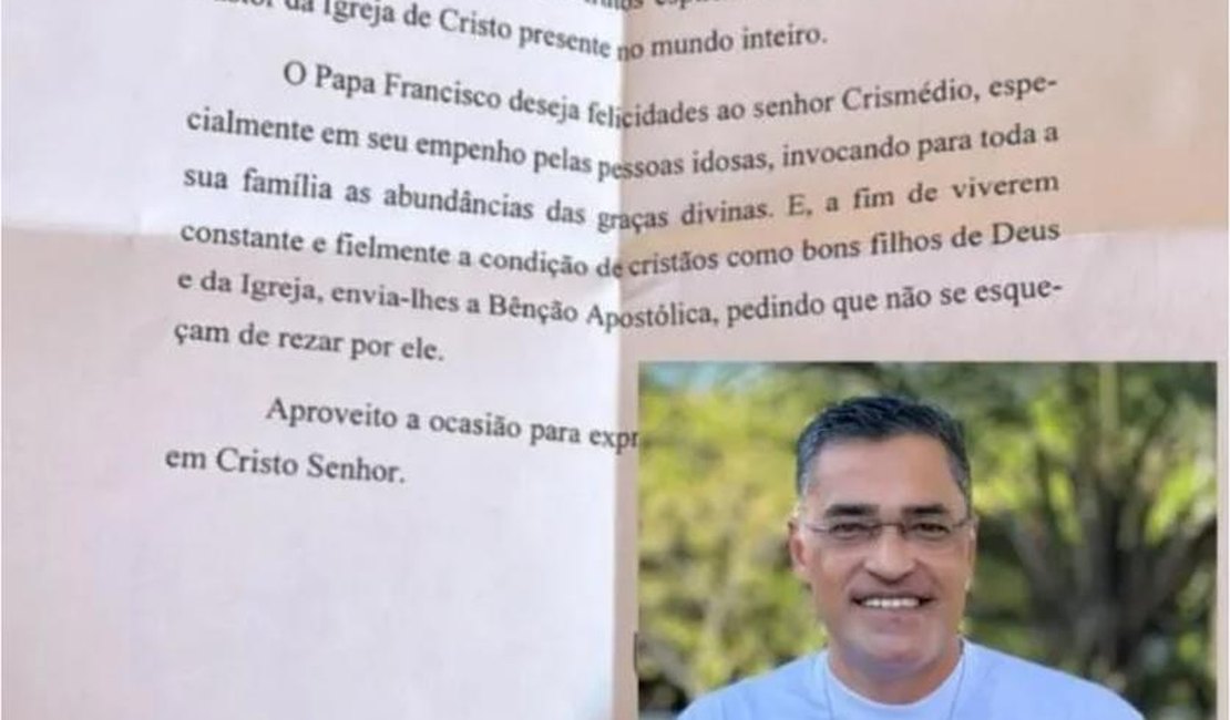 Vaticano envia carta em nome do Papa Francisco à ativista natural de Arapiraca
