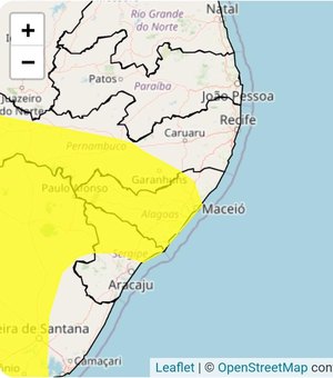 Inmet emite alerta de risco potencial de chuvas intensas para as regiões do Sertão e Agreste de Alagoas