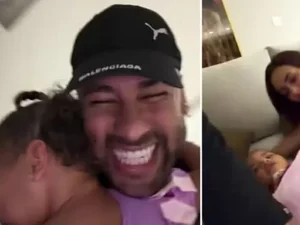 Brincadeira de Neymar termina em choro de Mavie após susto com a mãe; veja