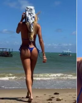 Deborah Secco se declara para o namorado em vídeo na praia: 'Você me faz rir'