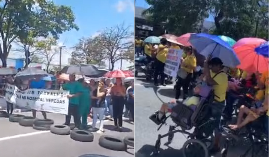 [Vídeo] Dois protestos acontecem ao mesmo tempo e travam trânsito na Fernandes Lima