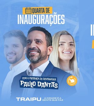 Em Traipu: Prefeito Lucas Santos recebe governador Paulo Dantas para entrega de obras