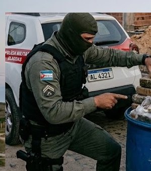 Mais de 25 kg de maconha e cocaína são encontrados dentro de tonel em Satuba