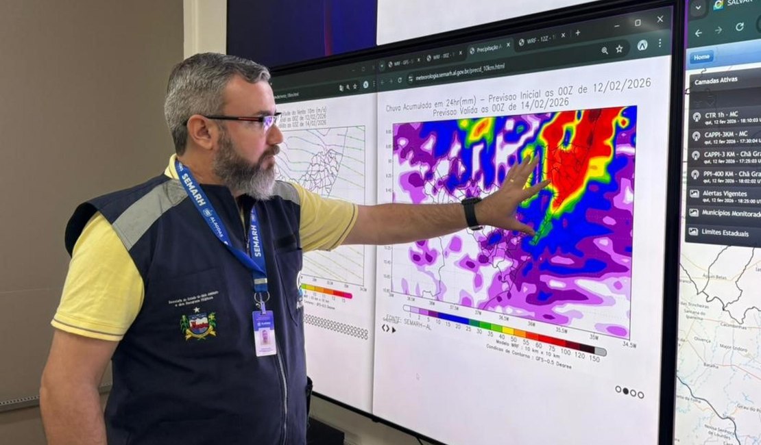 Alagoas entra em estado de atenção devido à previsão de chuvas e ventos até sexta