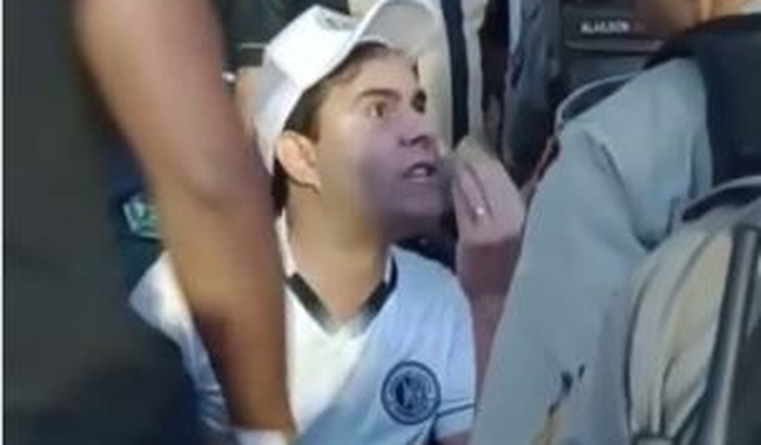 Exclusivo: Vídeo mostra PM tentando retirar Kelmann de estádio após confusão com Rodrigo Cunha