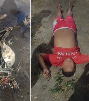 Adolescente colide moto em contêiner e veículo pega fogo no Vergel do Lago, em Maceió