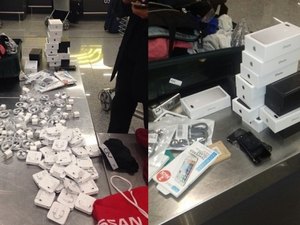 Passageiros são detidos com trinta iPhones 7 presos ao corpo