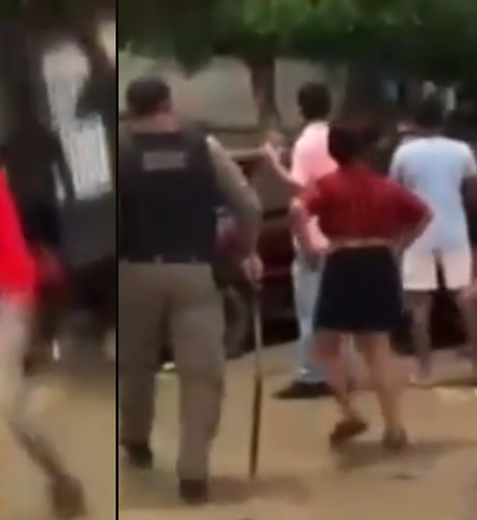 PM é flagrado agredindo mulher com pedaço de pau durante festa em Batalha