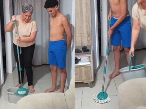 Mãe ensina filho a 'farmar aura' em casa e vídeo viraliza; confira o tutorial