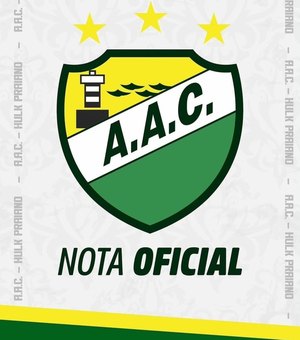 Coruripe emite nota explicando interrupção de jogo contra o CRB após apagão no Estádio Gerson Amaral