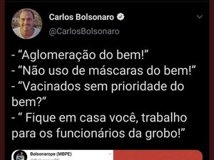 Carlos Bolsonaro confunde imunizados do BBB21 com vacinados contra Covid-19