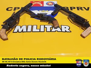 Três armas de fogo são apreendidas durante patrulhamento na cidade de Satuba
