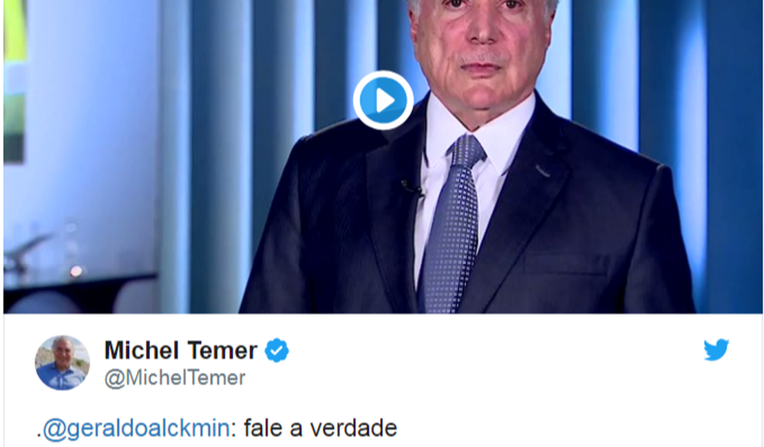 Temer faz vídeo para contestar críticas de Alckmin ao governo