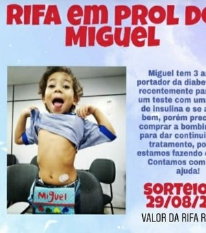 Campanha ajuda garotinho de 3 anos com diabetes