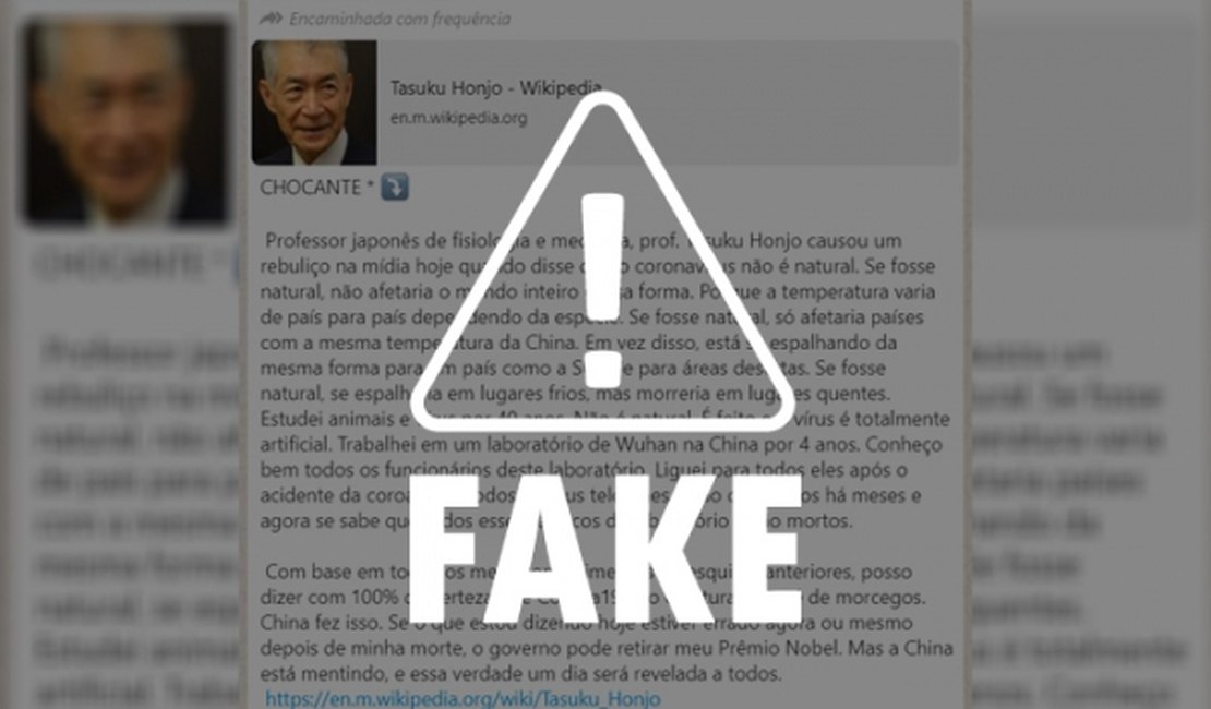 Fake News: vencedor de Nobel em Medicina não disse que Covid-19 foi fabricada