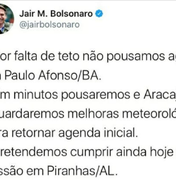 Instabilidade do tempo impede aterrissagem de aeronave com Bolsonaro e atrasa visita à  Piranhas