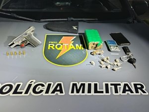 PM apreende drogas e arma em ações de combate ao tráfico na parte alta de Maceió