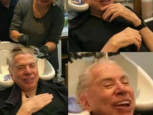 Silvio Santos sai do isolamento para cortar e tingir o cabelo