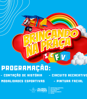 Projeto ‘Brincando na Praça’ é opção de lazer da família palmeirense nos próximos dois sábados