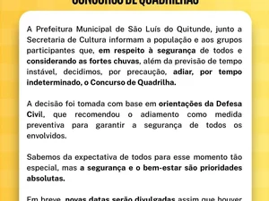 Concurso de Quadrilhas Juninas de São Luís do Quitunde é adiado