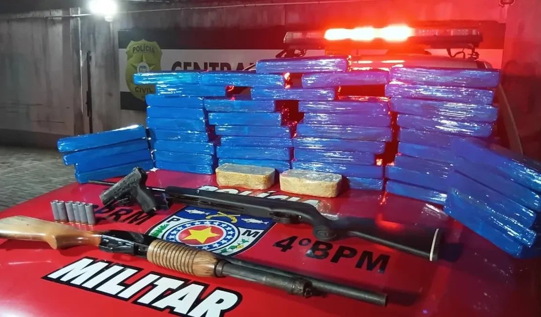 Homem é preso com 36 kg de drogas e armas após ameaça ao irmão em Maceió