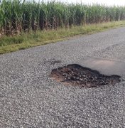 Motorista tenta desviar de buraco na AL 110 e sofre acidente