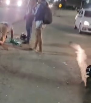 Homem fica ferido após cair de motocicleta na BR-316 em Palmeira dos Índios