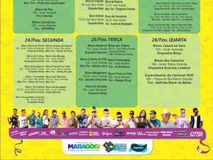 Prefeitura de Maragogi divulga programação do Carnaval 2020