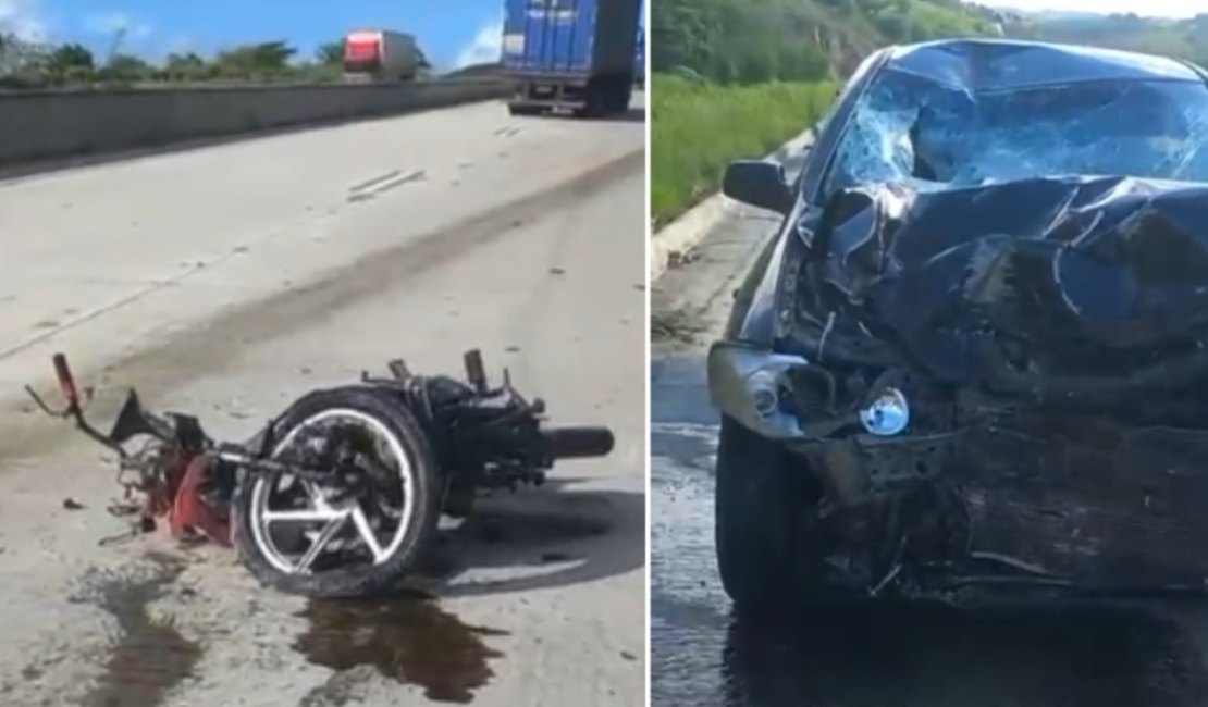 [Vídeo] Motociclista morre após trafegar na contramão e colidir com carro no Pilar