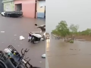 Moradores de Pão de Açúcar registram forte temporal e ruas alagadas