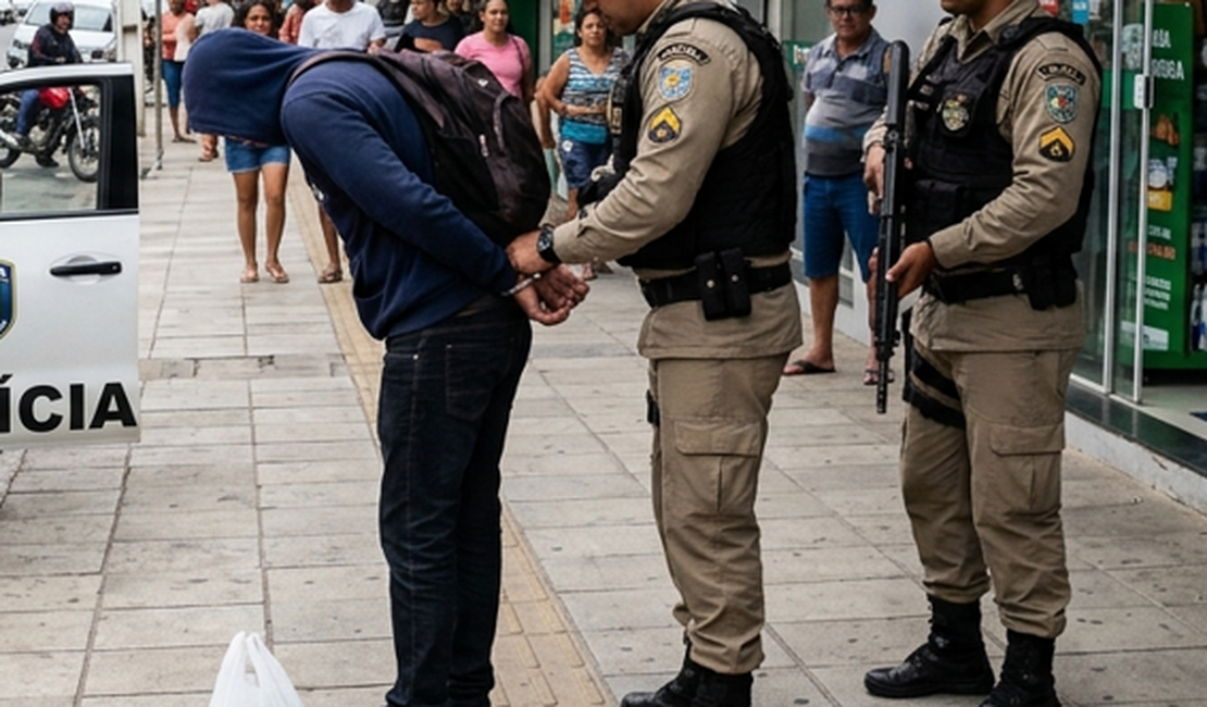 Homem é preso em flagrante após furtar produtos em farmácia no Centro de Palmeira dos Índios